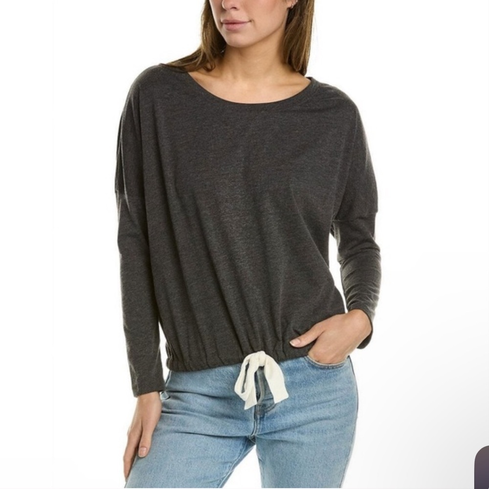 Eberjey Dark Grey Long Sleeve Slouchy Top Size Small